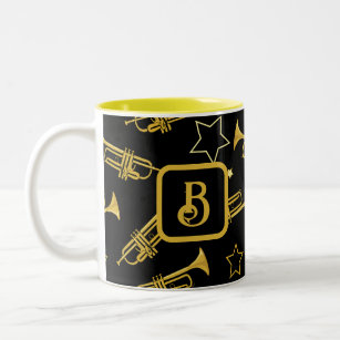 Trumpets and Stars Monogram Two-Tone Coffee Mug