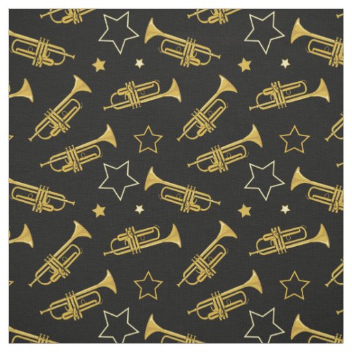 Trumpets and Stars Pattern Fabric
