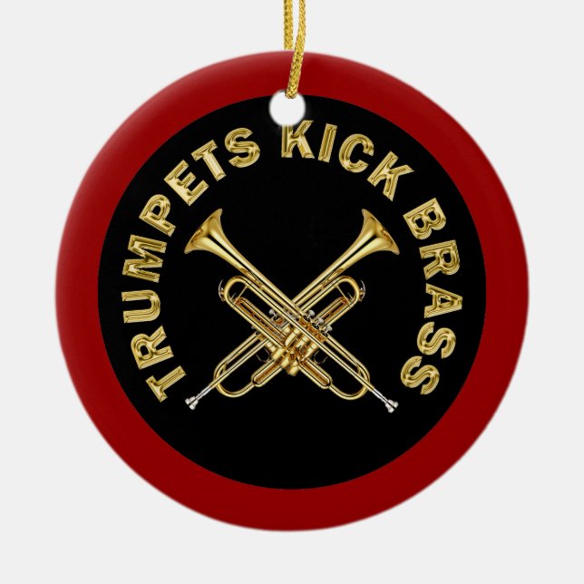 Trumpets Kick Brass Ceramic Ornament (Front)