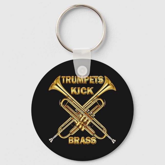 Trumpets Kick Brass Keychain (Front)