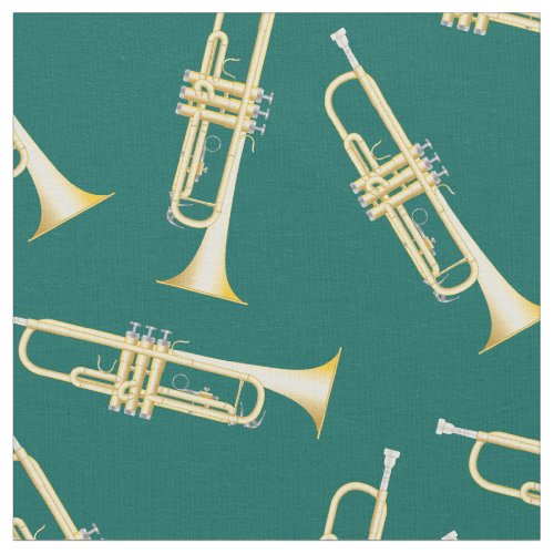 Trumpets Music Musician Room Decor Teal Fabric