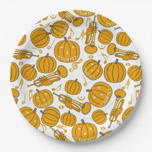 Trumpets Music Note Pumpkins Paper Plates