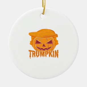 Trumpkin Classic – Pumpkin President Style Ceramic Ornament