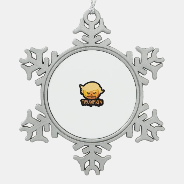 Trumpkin Classic – Retro Costume Slogan Snowflake Pewter Christmas Ornament (Front)