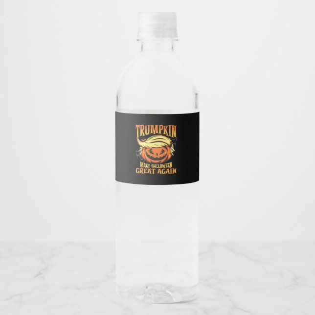Trumpkin - Donald  Make Halloween Great Again  Water Bottle Label (Front)