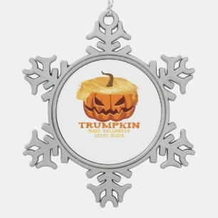 Trumpkin Funny Halloween Pumpkin – Classic Costume Snowflake Pewter Christmas Ornament