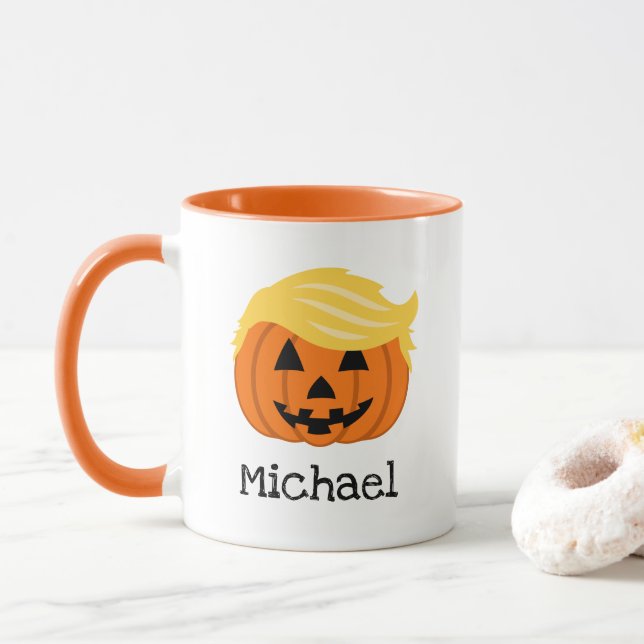 Trumpkin Funny Trump Hair Coffee Mug (With Donut)