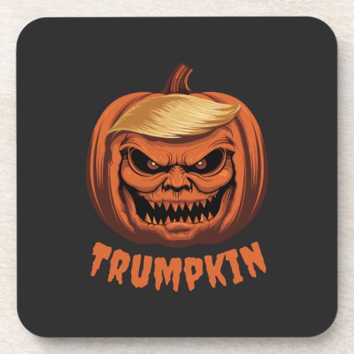 Trumpkin _ Grinning Donald Trump Halloween Pumpkin Beverage Coaster