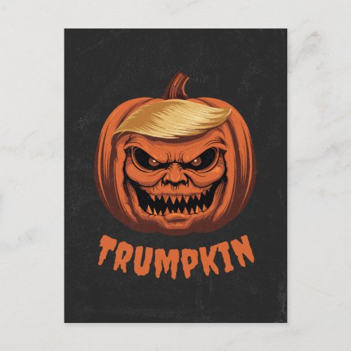 Trumpkin _ Grinning Donald Trump Halloween Pumpkin Holiday Postcard