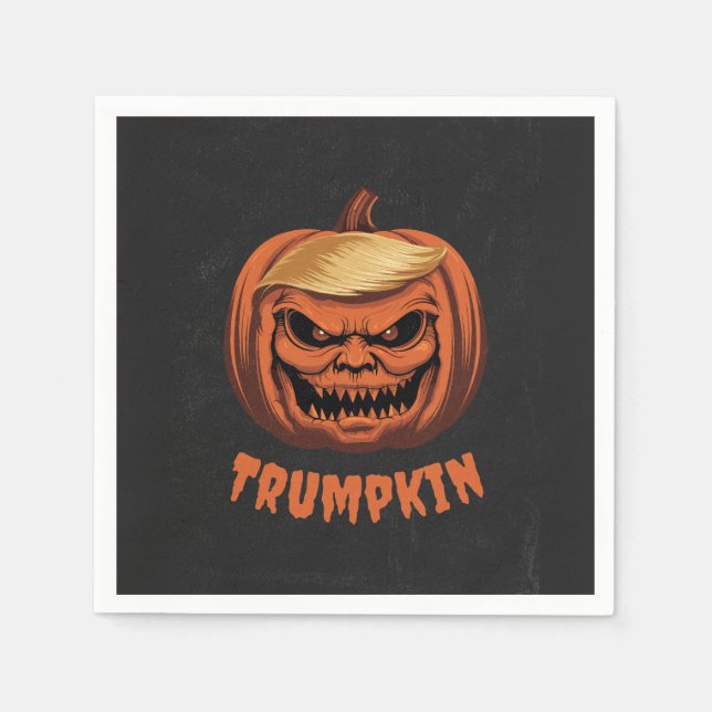 Trumpkin - Grinning Donald Trump Halloween Pumpkin Napkins (Front)