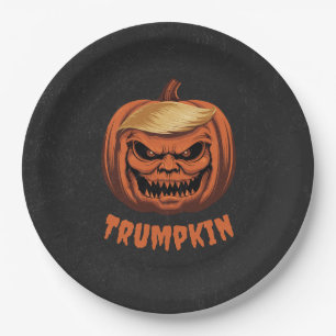 Trumpkin - Grinning Donald Trump Halloween Pumpkin Paper Plates