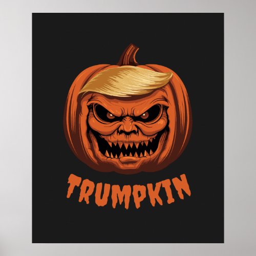 Trumpkin  Grinning Donald Trump Halloween Pumpkin  Poster
