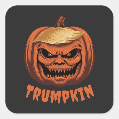 Trumpkin _ Grinning Donald Trump Halloween Pumpkin Square Sticker