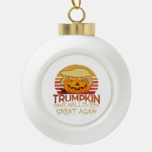 Trumpkin Halloween Funny Classic Ceramic Ball Christmas Ornament