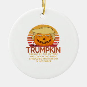 Trumpkin Halloween Funny Classic – Political Pumpk Ceramic Ornament