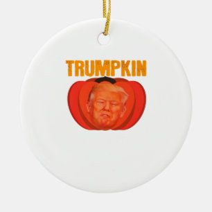 Trumpkin Halloween Jack O Lantern Graphic Funny  Ceramic Ornament