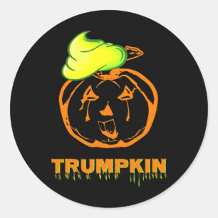 Trumpkin Halloween Pumpkin Pie Slime Funny Font Sh Classic Round Sticker