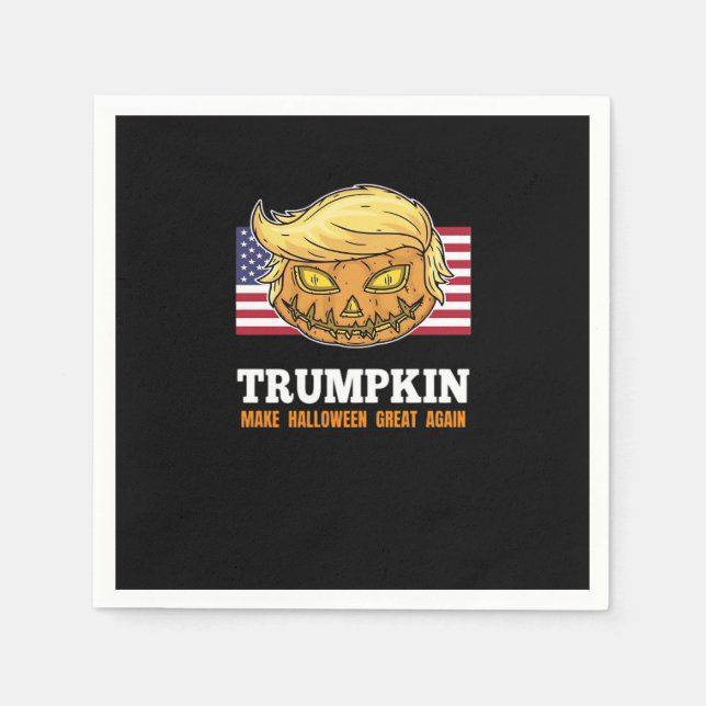 Trumpkin Halloween Pumpkin With Flag Scary Design  Napkins (Front)