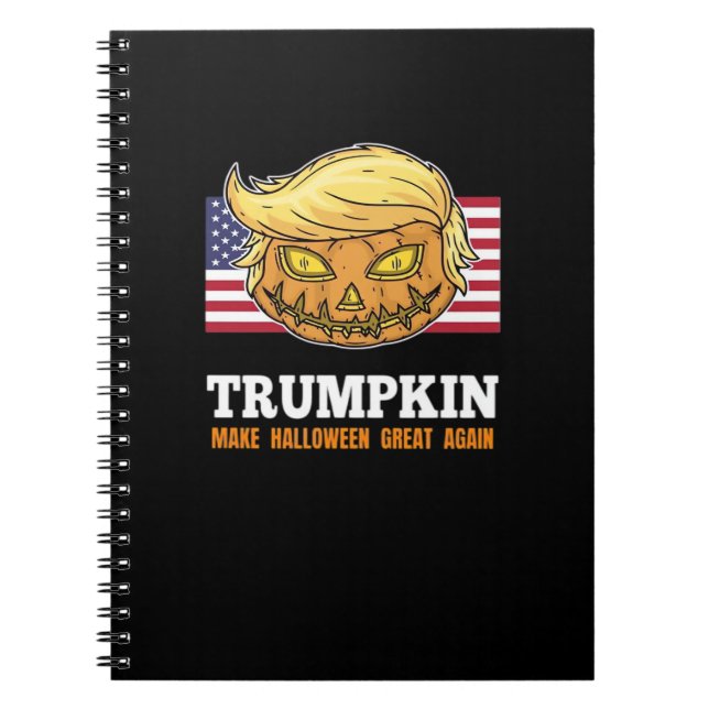 Trumpkin Halloween Pumpkin With Flag Scary Design  Notebook (Front)