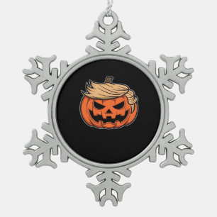 Trumpkin Halloween  Snowflake Pewter Christmas Ornament