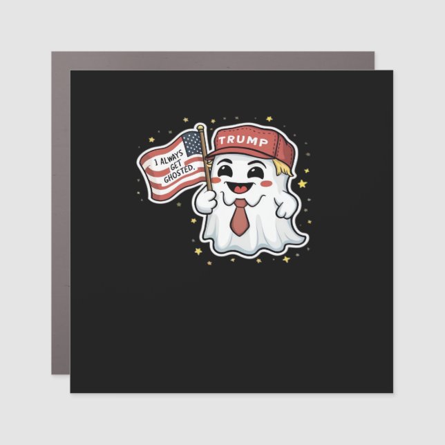 Trumpkin, I Always Get Ghosted, Halloween, Spooky, Car Magnet (Front)