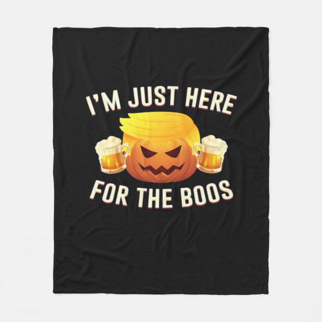 Trumpkin Just For The Boos Halloween Costume Fleece Blanket (Front)