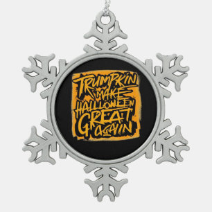 Trumpkin Make Halloween Great Again – Autumn Sloth Snowflake Pewter Christmas Ornament