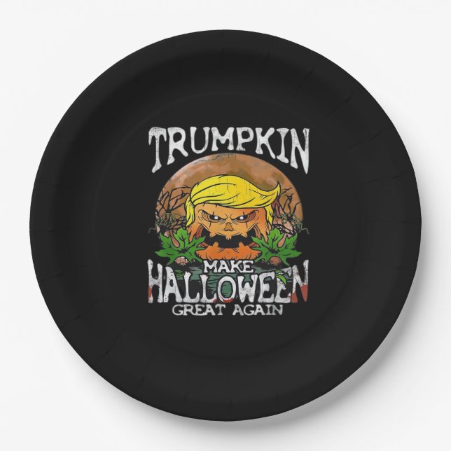 Trumpkin Make Halloween Great Again Classic Paper Plates (Front)