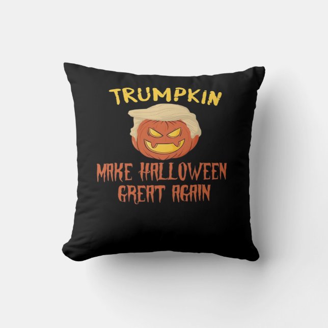 Trumpkin Make Halloween Great Again – Funny Costum Throw Pillow (Front)