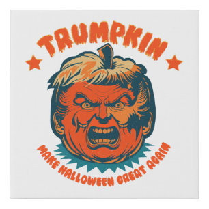 trumpkin make halloween great again funny faux canvas print