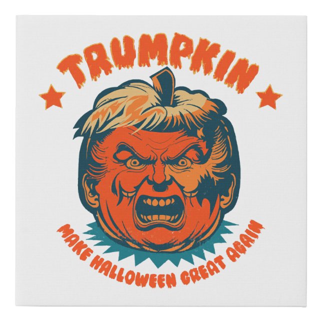 trumpkin make halloween great again funny  faux canvas print (Front)