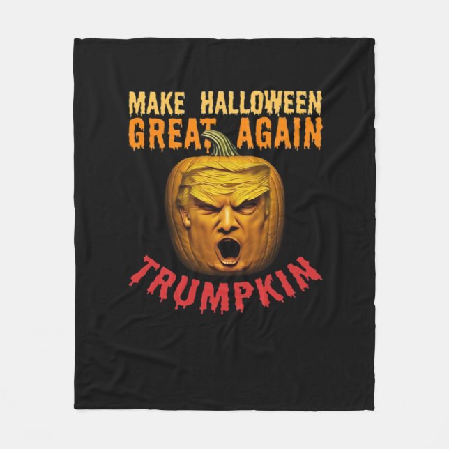 Trumpkin Make Halloween Great Again – Funny Pumpki Fleece Blanket (Front)