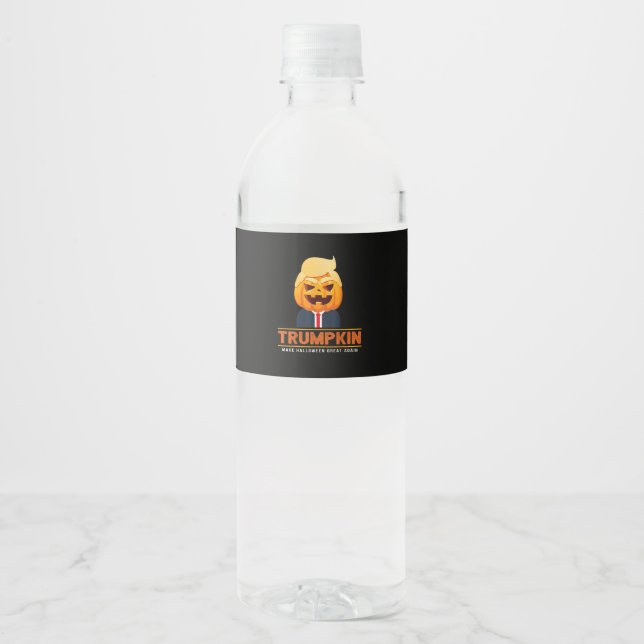 Trumpkin Make Halloween Great Again Halloween Water Bottle Label (Front)