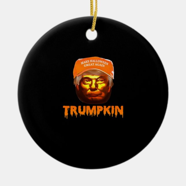 Trumpkin Make Halloween Great Again Sloth Ceramic Ornament (Front)