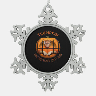 Trumpkin Make Halloween Great Again – Sloth Mask Snowflake Pewter Christmas Ornament