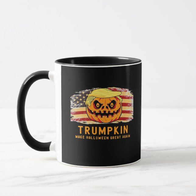 Trumpkin Make Halloween Great Again Us Flag Funny  Mug (Left)