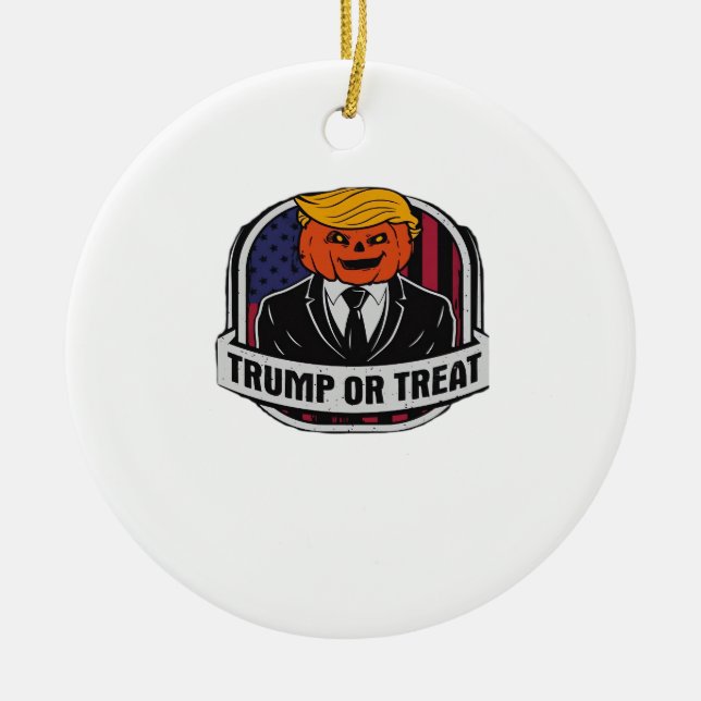 Trumpkin Or Treat Halloween - Political Costume Cl Ceramic Ornament (Front)