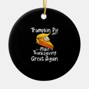 Trumpkin Pie Make Thanksgiving Great Again Basebal Ceramic Ornament