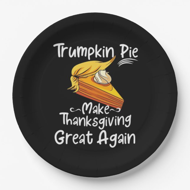 Trumpkin Pie Make Thanksgiving Great Again Basebal Paper Plates (Front)