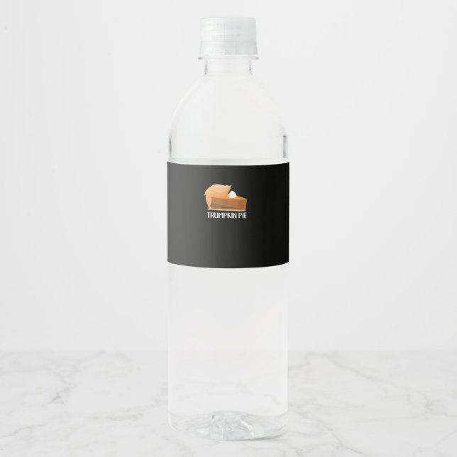 Trumpkin Pie Pumpkin Funny Thanksgiving Water Bottle Label (Front)