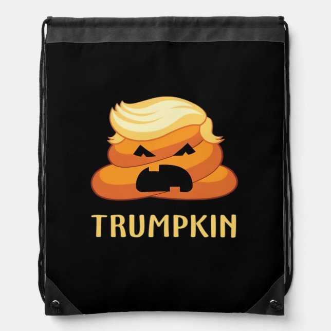 Trumpkin Poop Funny Halloween Drawstring Bag (Front)