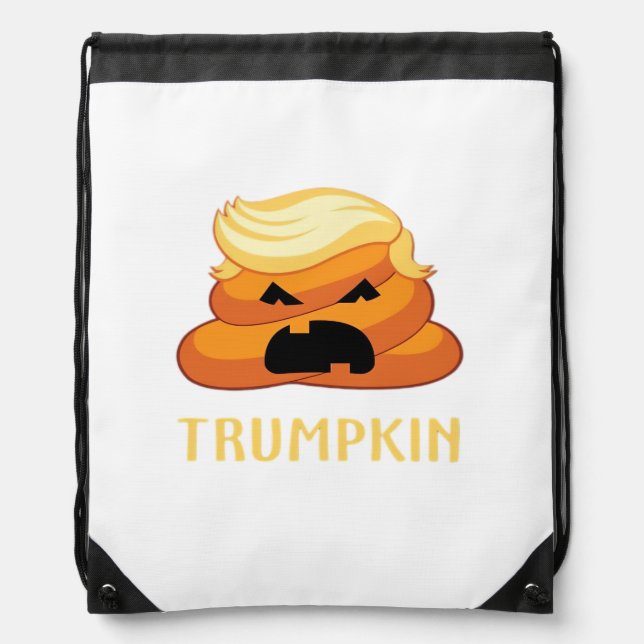 Trumpkin Poop Funny Halloween Drawstring Bag (Front)