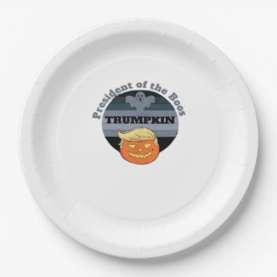 Trumpkin, President Of The Boos Halloween Paper Plates