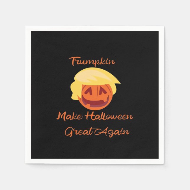 Trumpkin Pumpkin Halloween Design – Spooky Basic S Napkins (Front)