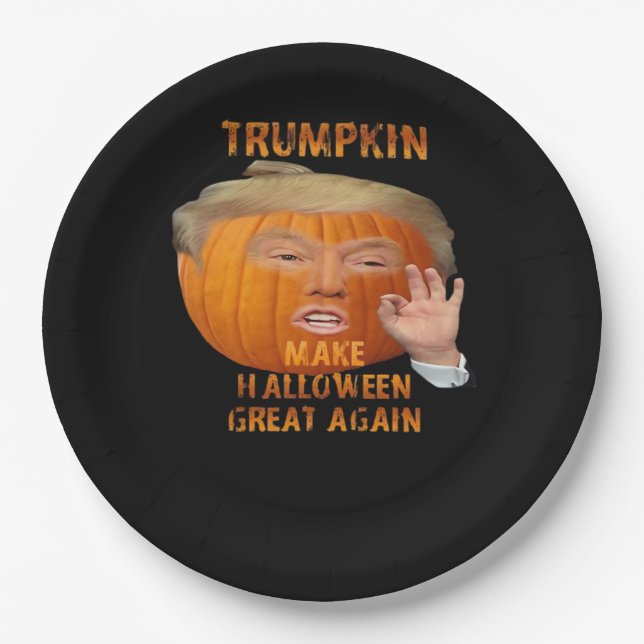 Trumpkin Pumpkin Make Halloween Great Again  Paper Plates (Front)
