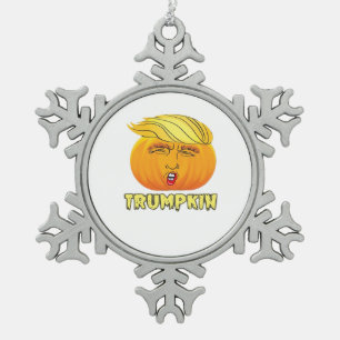 Trumpkin – Scary Good Pumpkin Snowflake Pewter Christmas Ornament