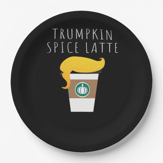 Trumpkin Spice Latte Funny Donald Joke Pumpkin Spi Paper Plates (Front)