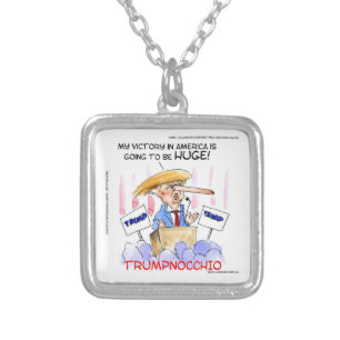 Trumpnocchio Funny Donald Trump Items Silver Plated Necklace
