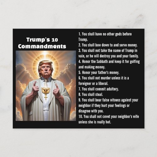Trumps 10 Commandments Postcard