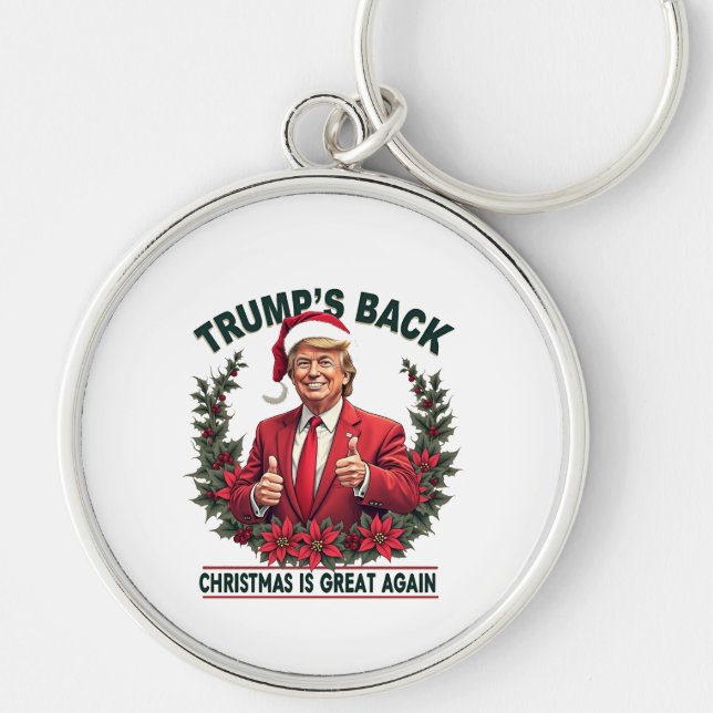 Trump's Back Christmas Is Great Again Santa Keychain (Front)